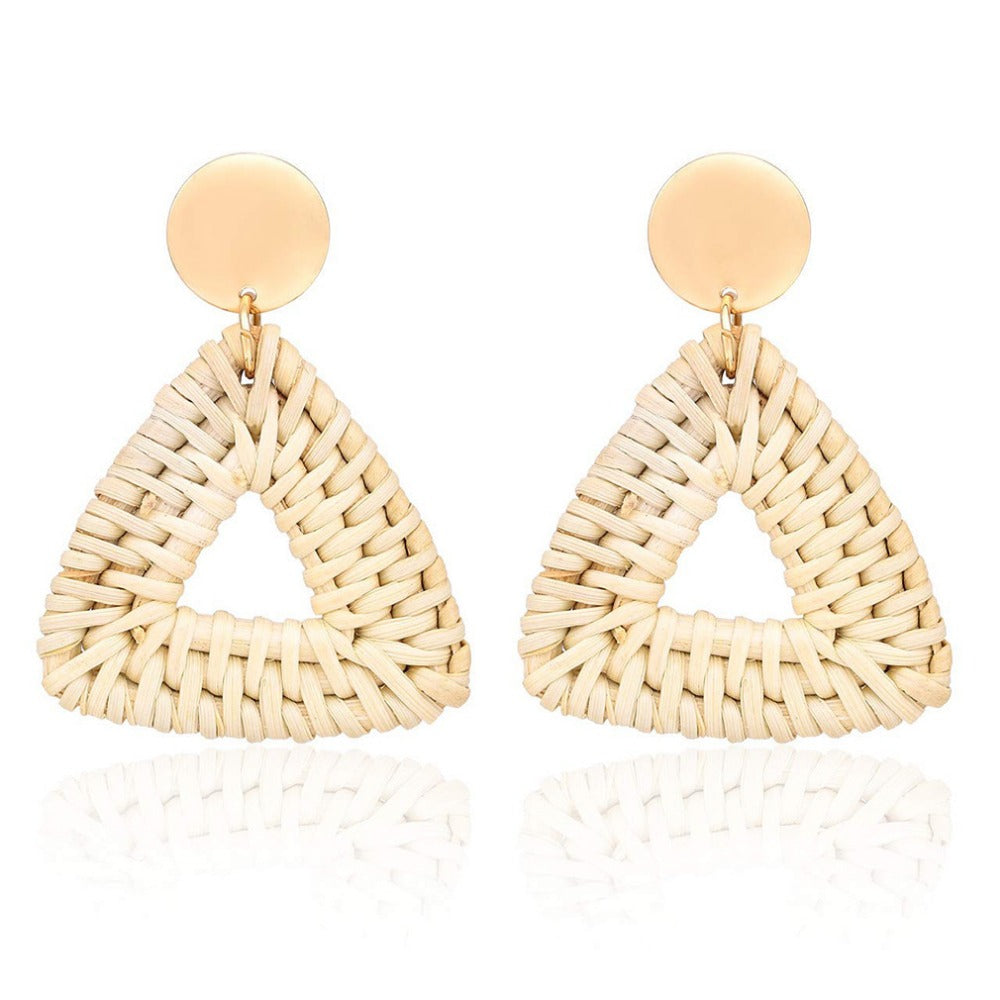 Wholesale Retro Geometric Beach Holiday Exaggerated Rattan Earrings